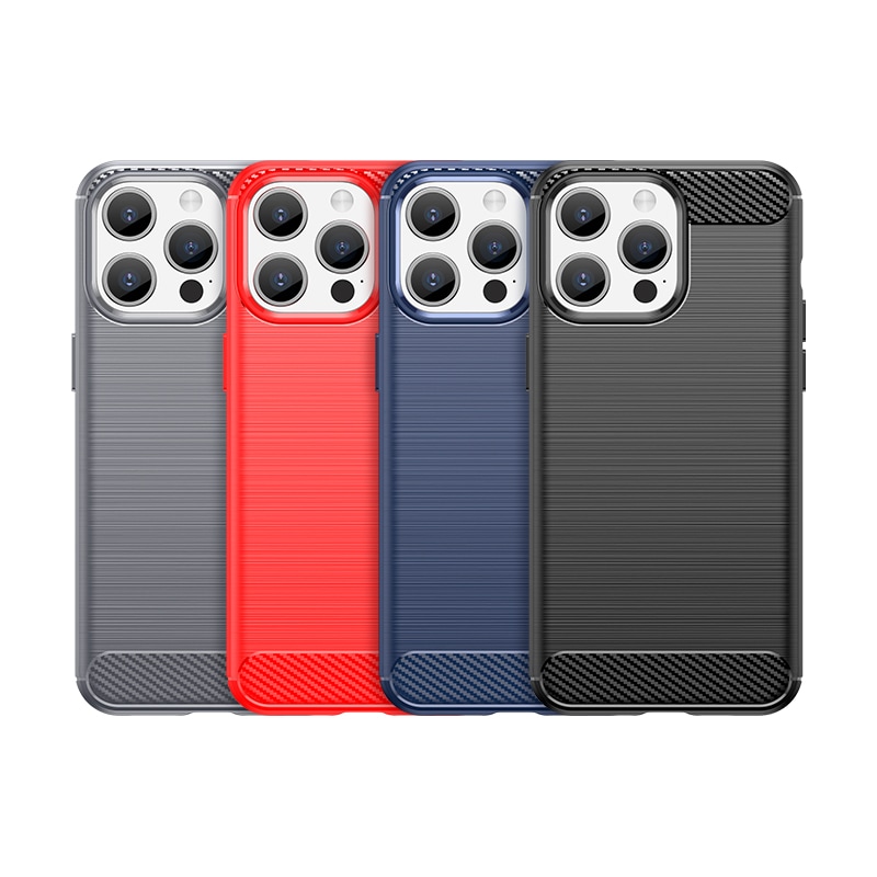 Flexibelt fodral i kolfibermönster för iPhone 15 Pro Carbon Case - blå