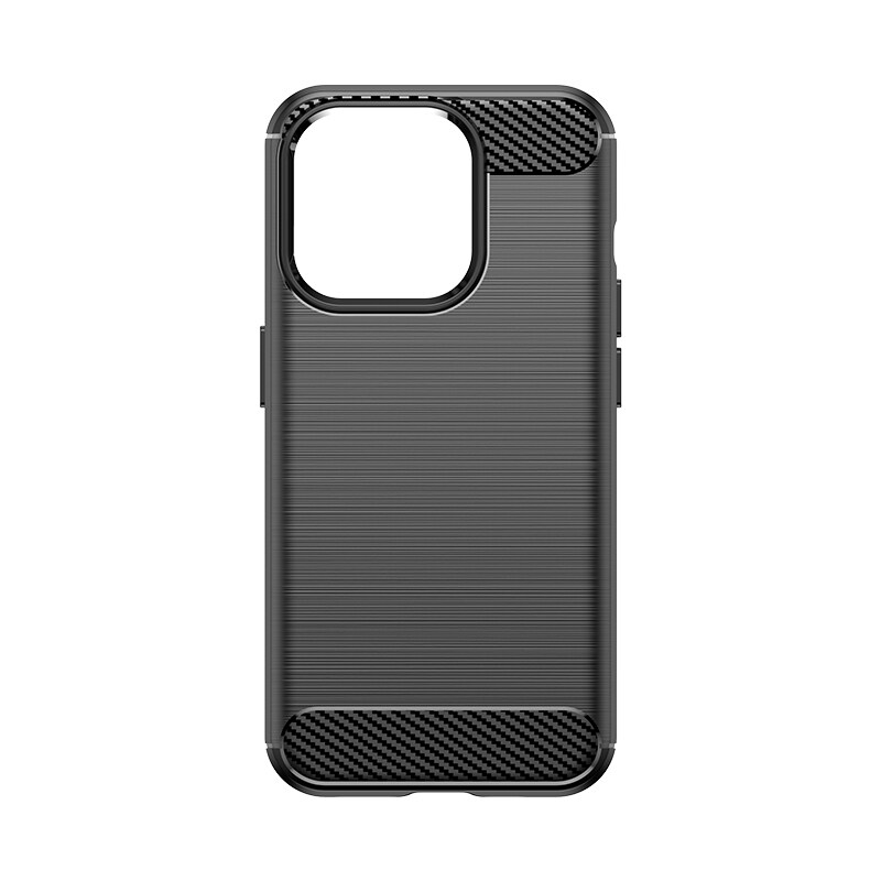 Flexibelt fodral i kolfibermönster för iPhone 15 Pro Carbon Case - svart