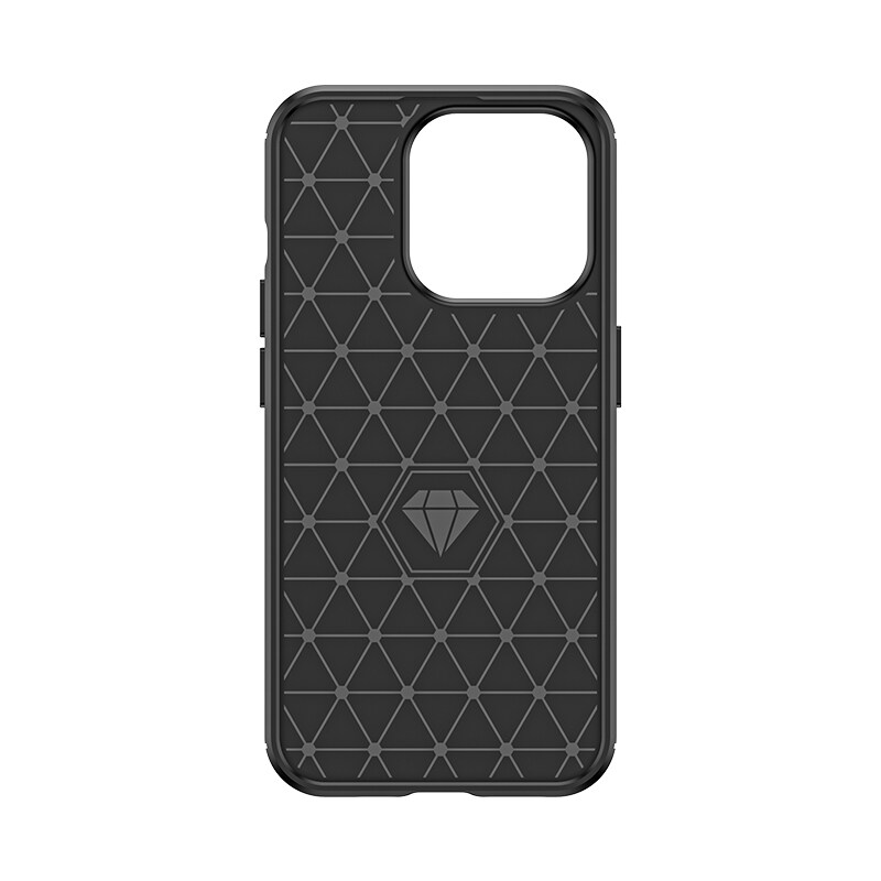 Flexibelt fodral i kolfibermönster för iPhone 15 Pro Carbon Case - svart