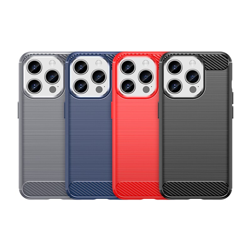 Flexibelt fodral i kolfibermönster för iPhone 15 Pro Carbon Case - svart