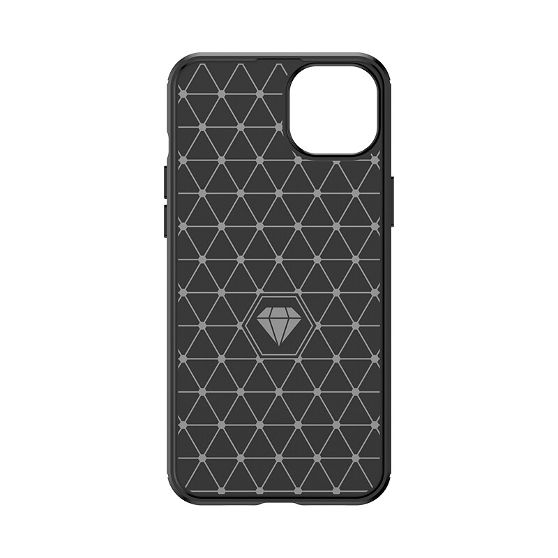 Flexibelt fodral i kolfibermönster för iPhone 15 Plus Carbon Case - svart