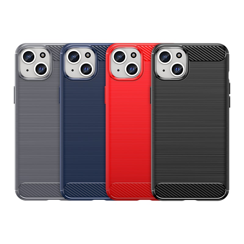 Flexibelt fodral i kolfibermönster för iPhone 15 Plus Carbon Case - svart