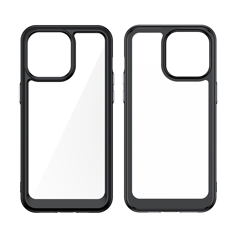 iPhone 15 Pro Outer Space förstärkt fodral med en flexibel ram - svart