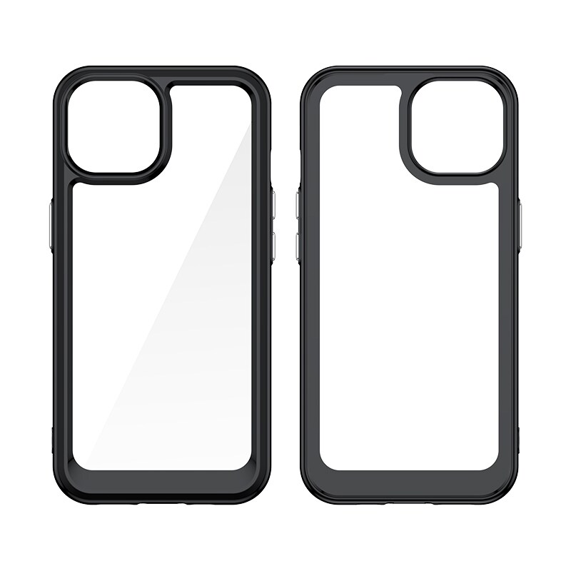 iPhone 15 Plus Outer Space förstärkt fodral med en flexibel ram - röd
