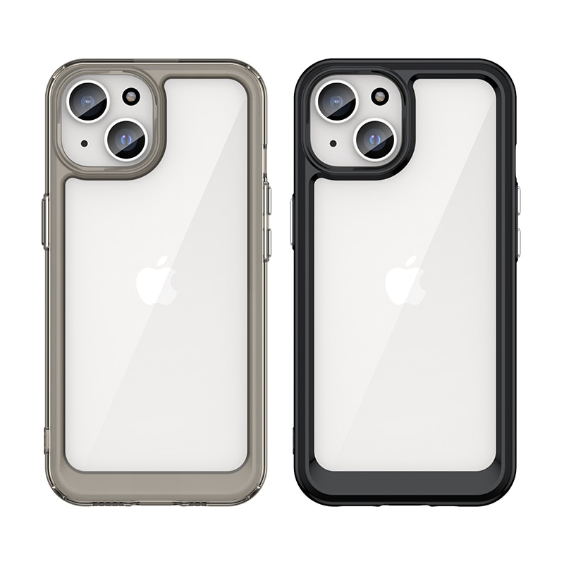 iPhone 15 Plus Outer Space förstärkt fodral med en flexibel ram - röd