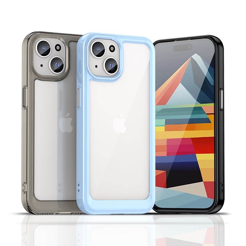 Förstärkt fodral med flexibel ram för iPhone 15 Plus Outer Space - svart