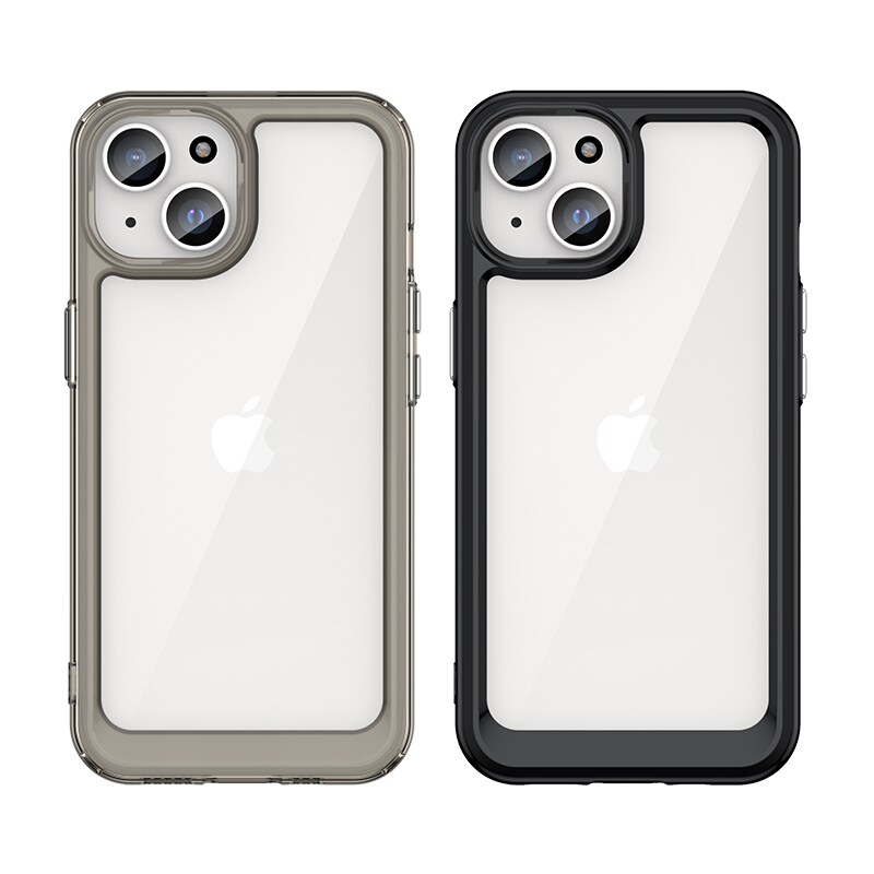 Förstärkt fodral med flexibel ram för iPhone 15 Plus Outer Space - svart