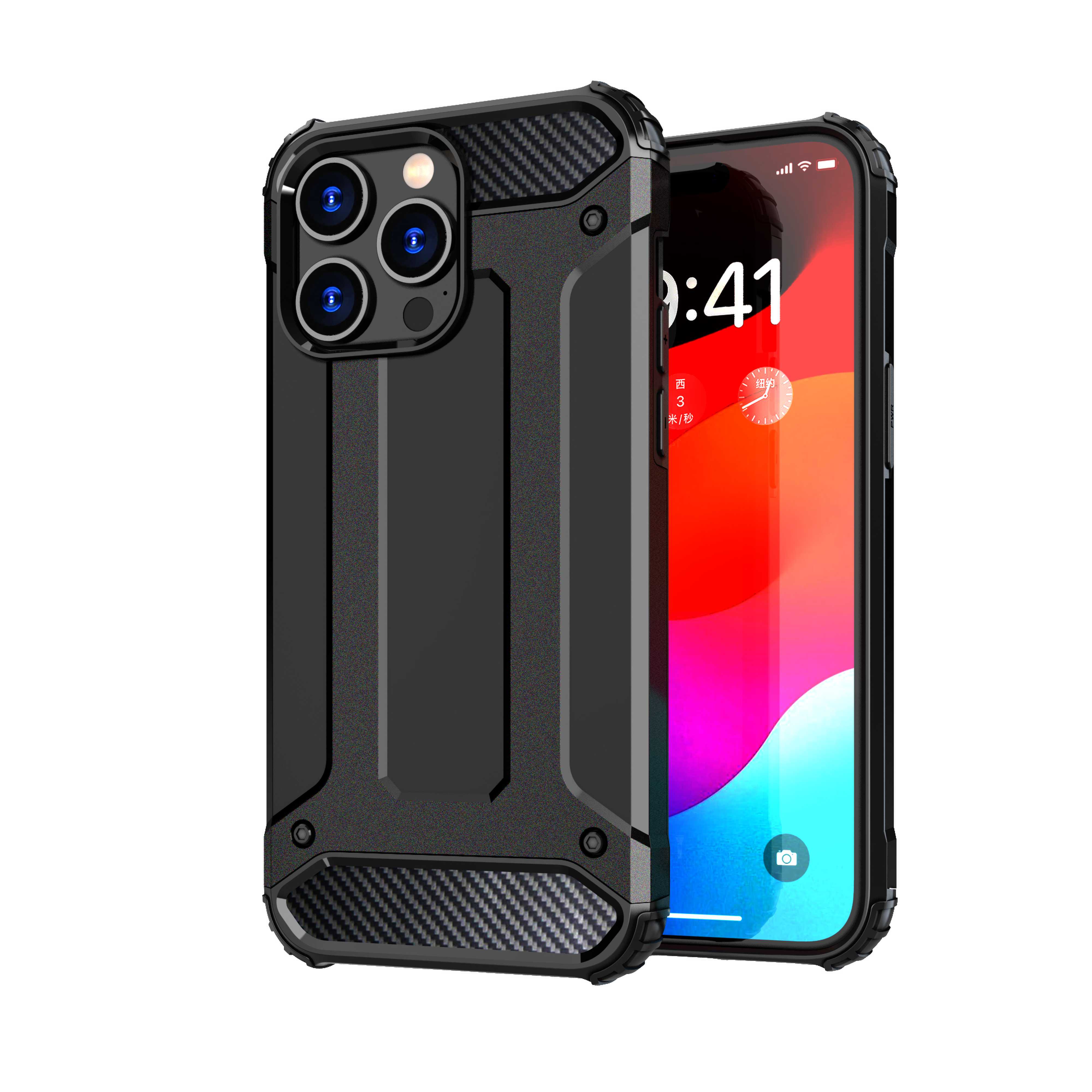 iPhone 15 Pro Hybrid Armor-fodral - svart