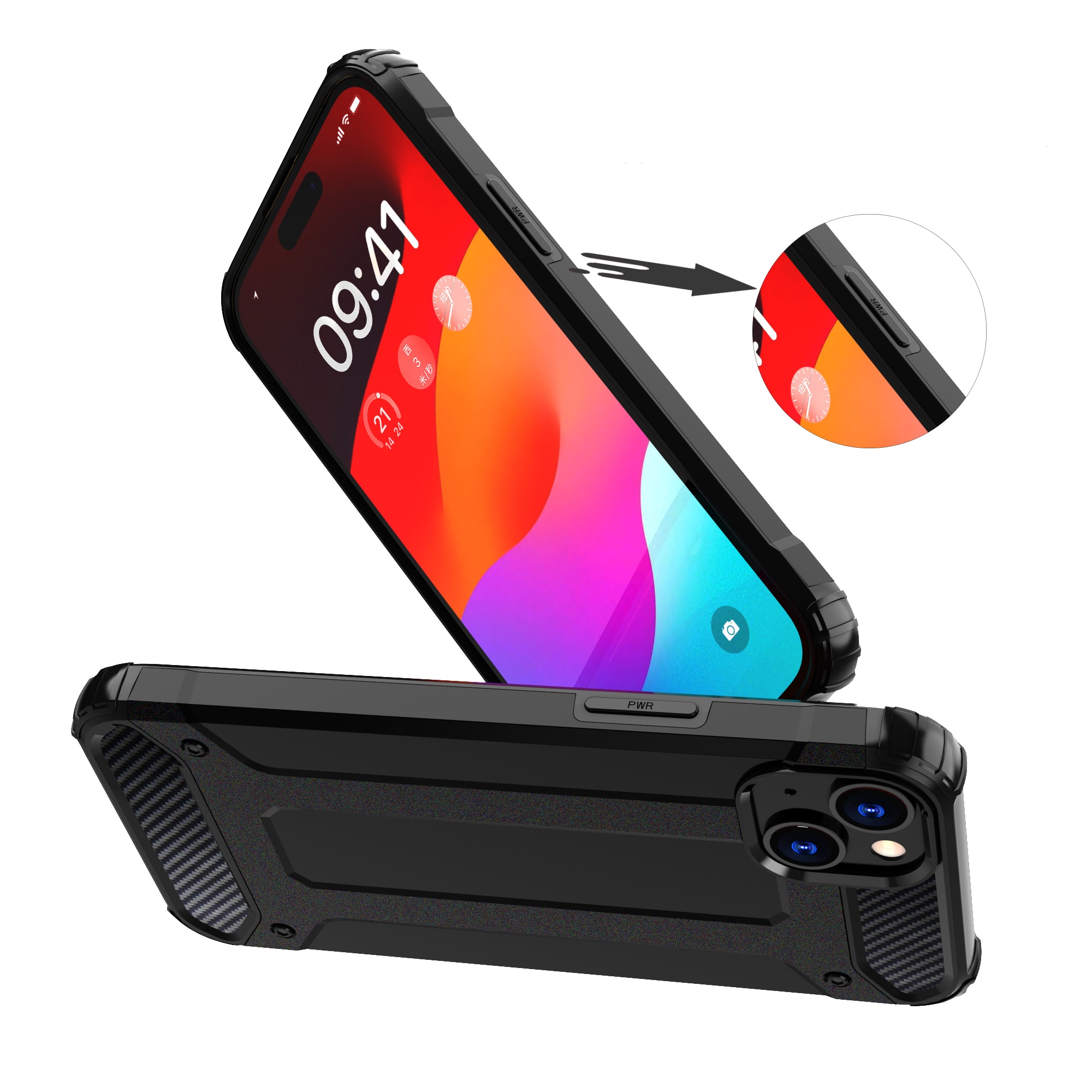 iPhone 15 Plus Hybrid Armor-fodral - blå