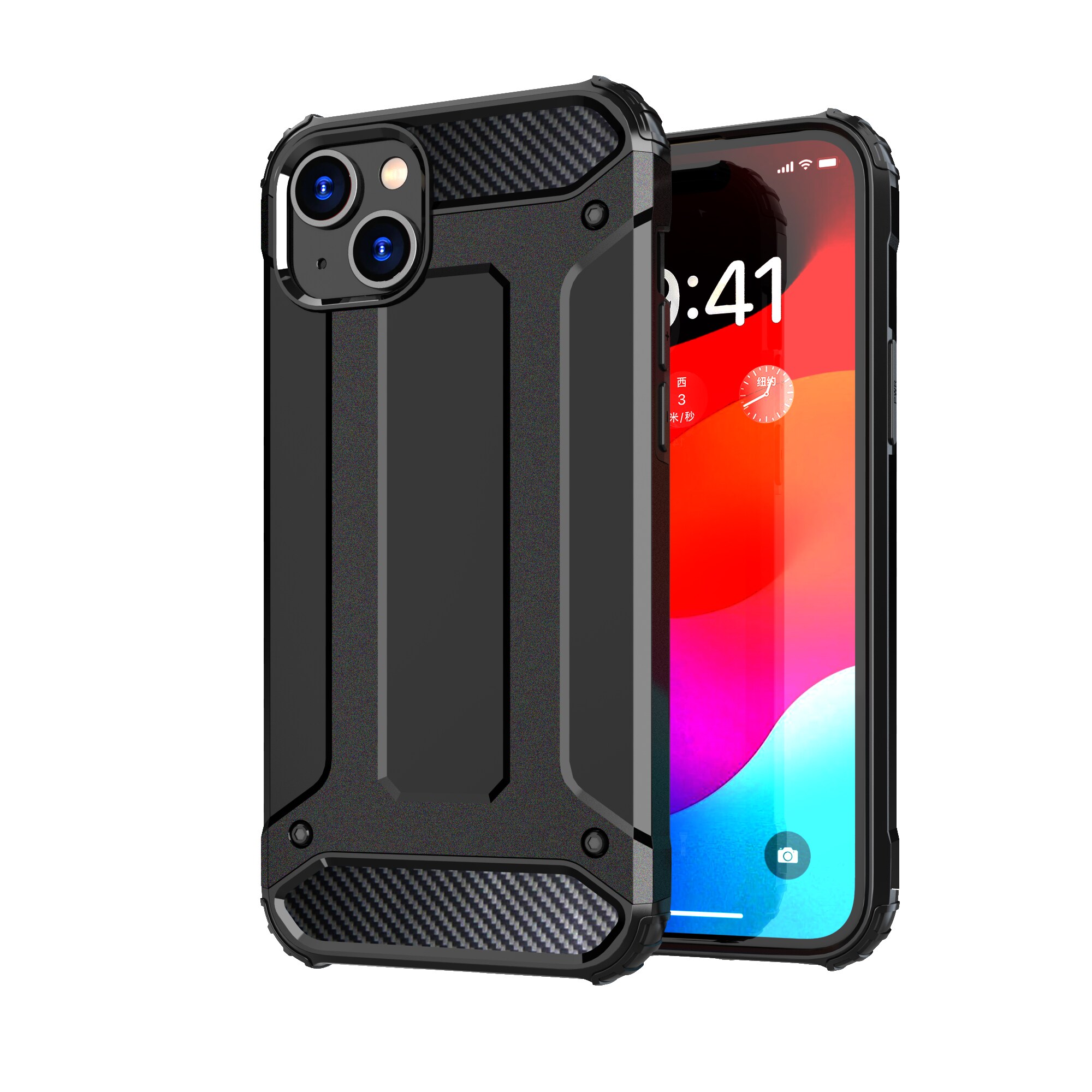 iPhone 15 Plus Hybrid Armor-fodral - svart