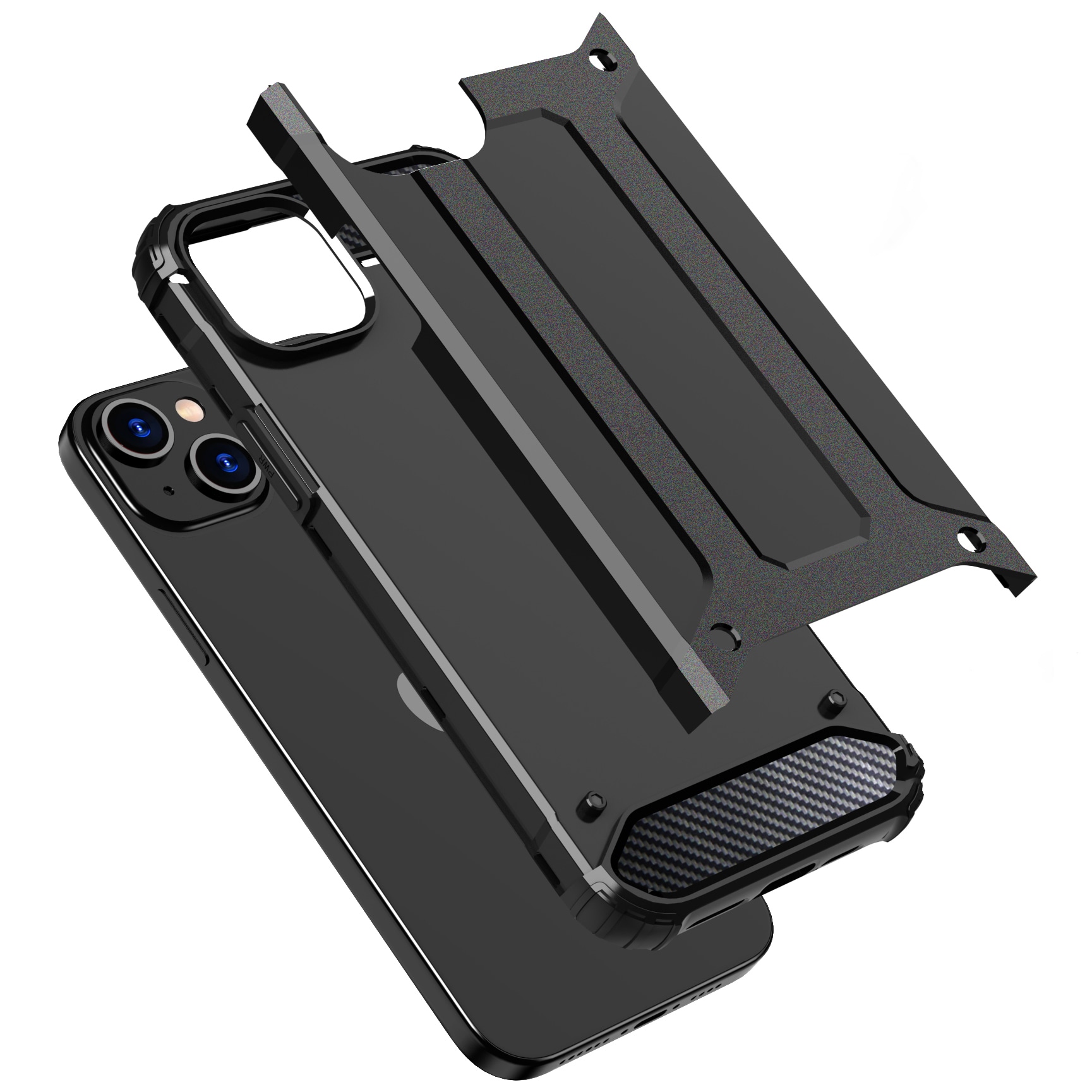 iPhone 15 Plus Hybrid Armor-fodral - svart