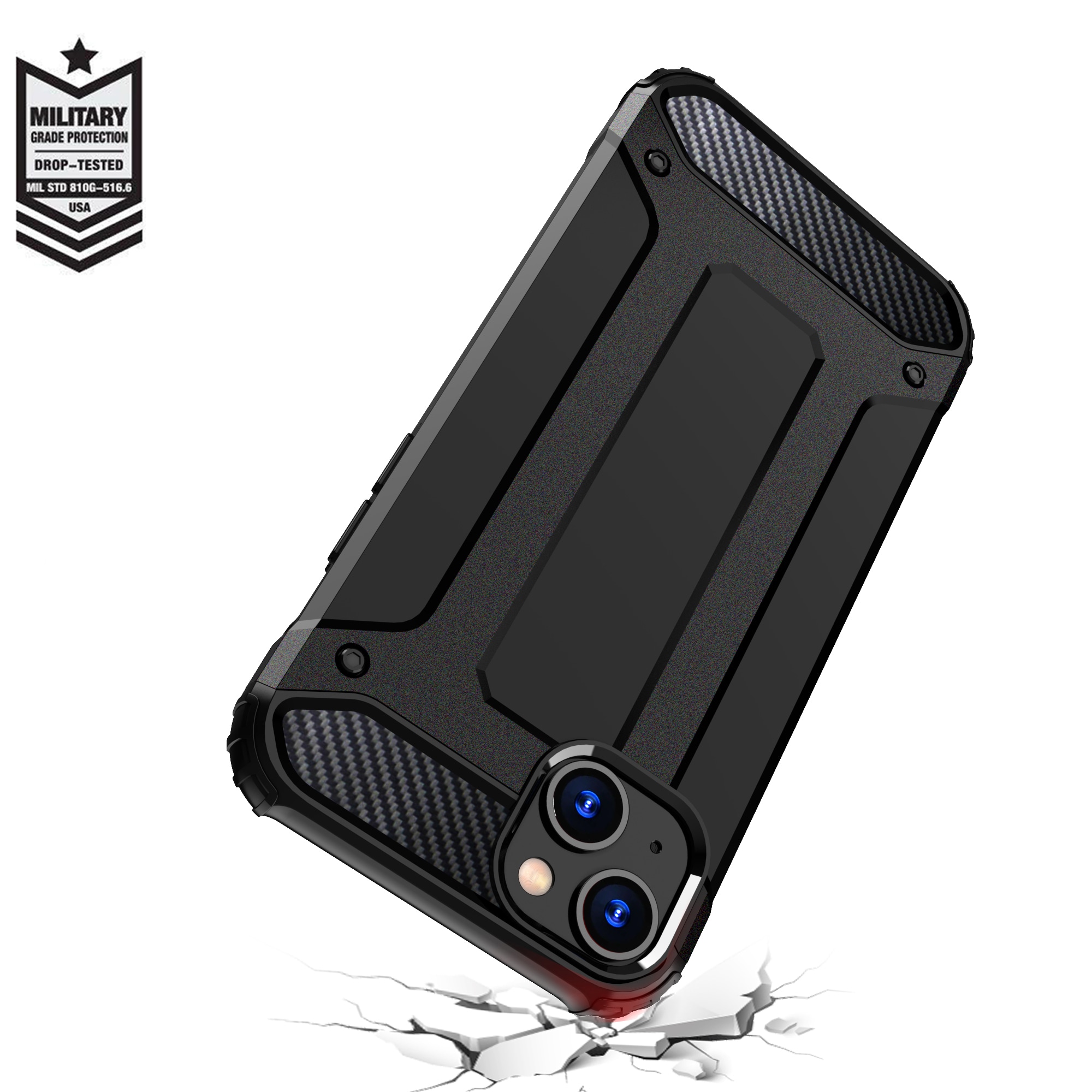 iPhone 15 Plus Hybrid Armor-fodral - svart