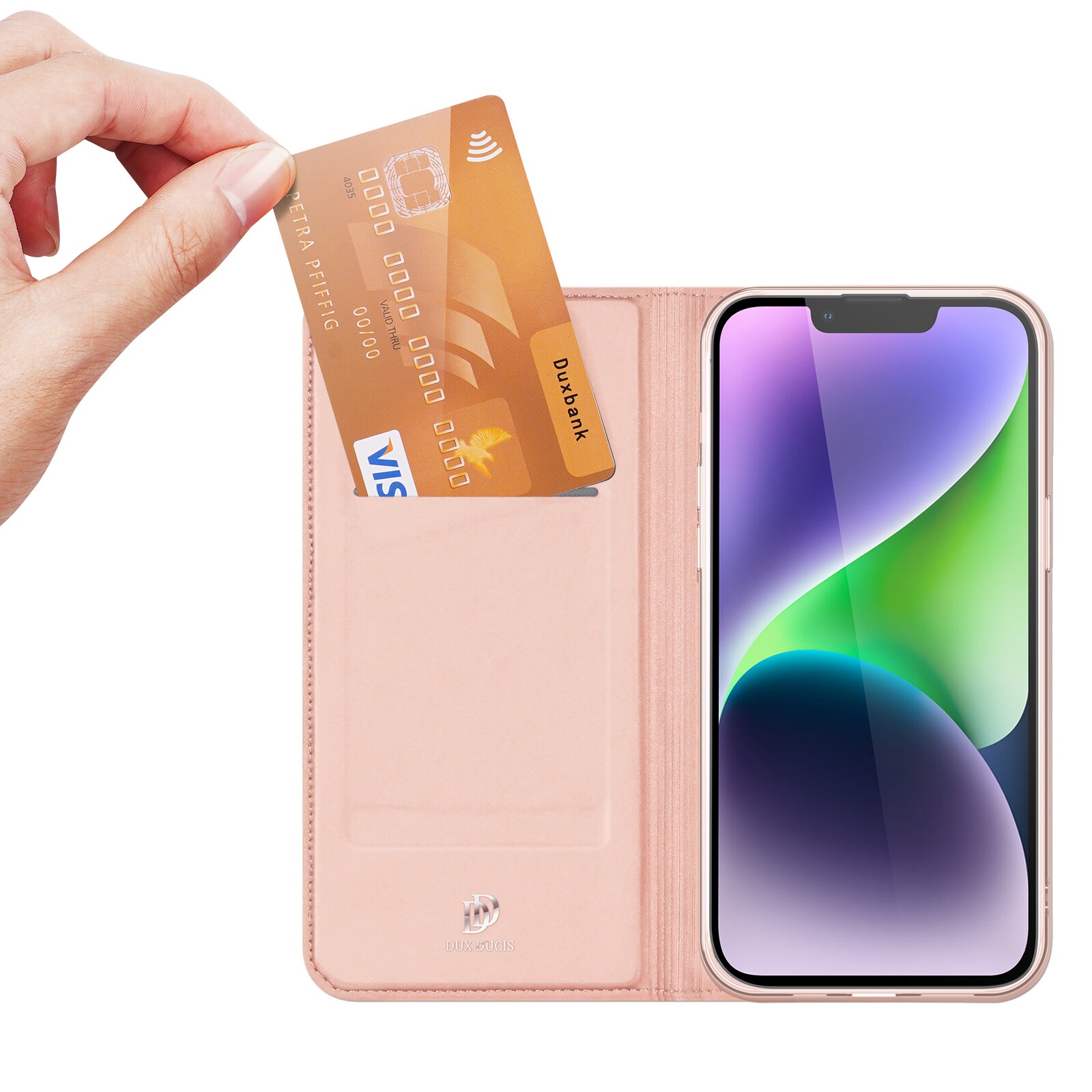 Dux Ducis Skin Pro plånboksfodral för iPhone 15 Plus - Rosa