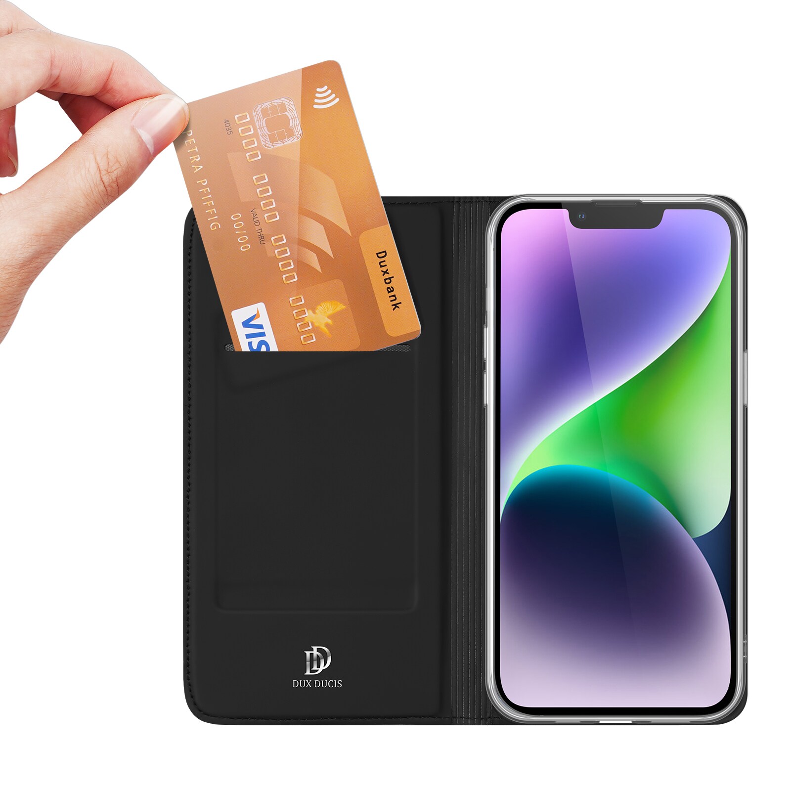 Dux Ducis Skin Pro plånboksfodral för iPhone 15 Plus - Svart