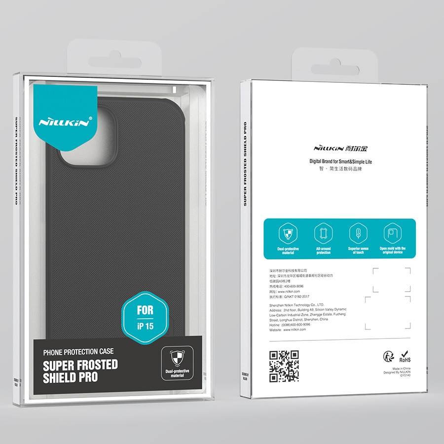 Nillkin Super Frosted Shield Pro forstærket etui til iPhone 15 Plus - blå