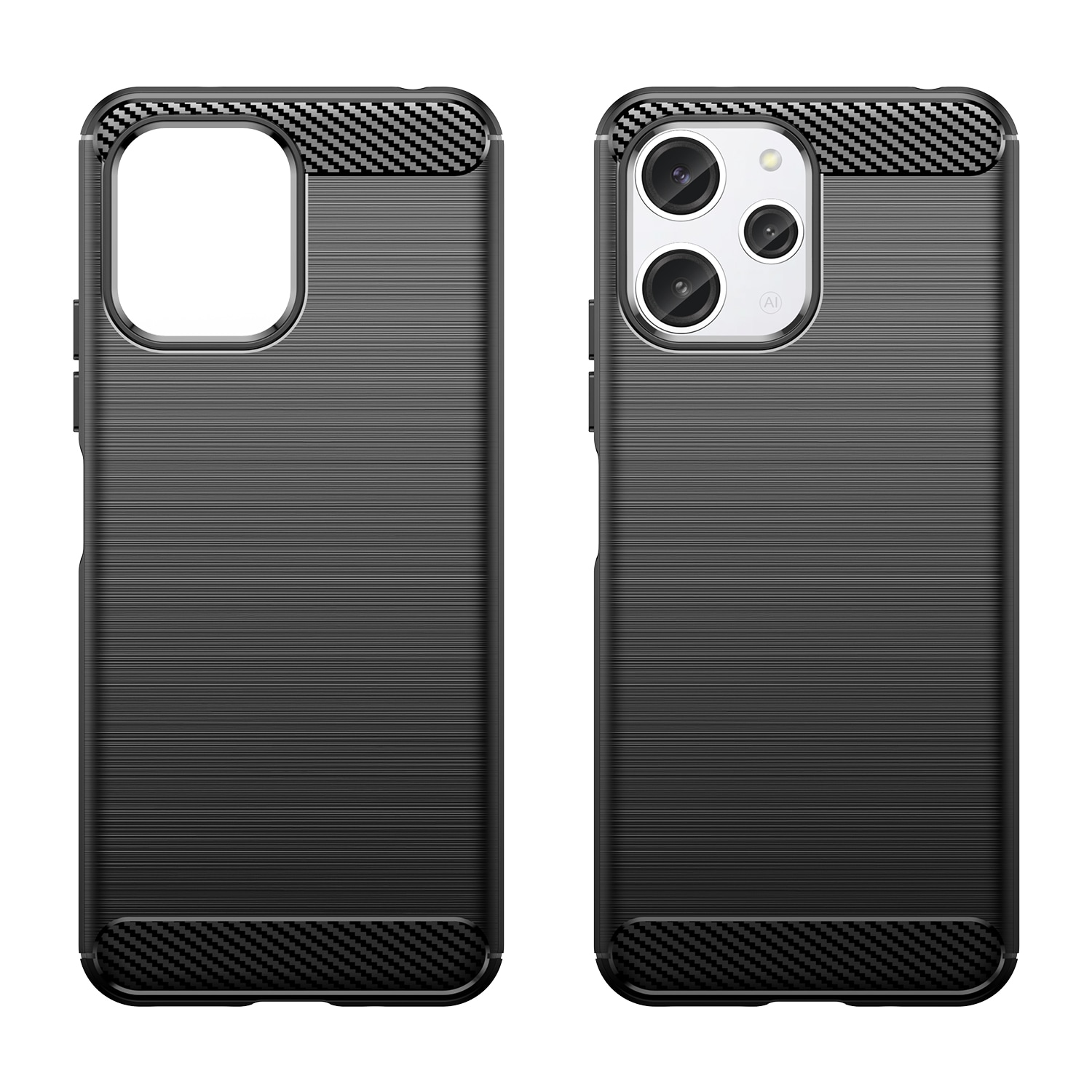 Fleksibelt etui med kulstofmønster til Xiaomi Redmi 12 Carbon Case - sort