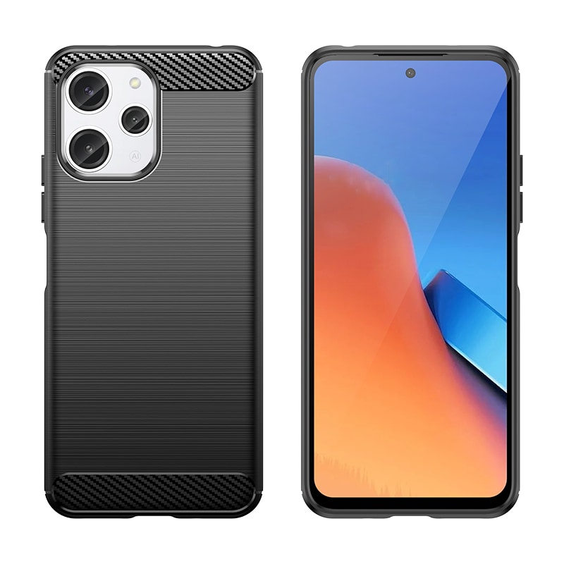 Fleksibelt etui med kulstofmønster til Xiaomi Redmi 12 Carbon Case - sort