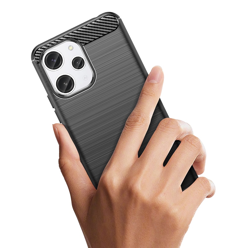 Fleksibelt etui med kulstofmønster til Xiaomi Redmi 12 Carbon Case - sort