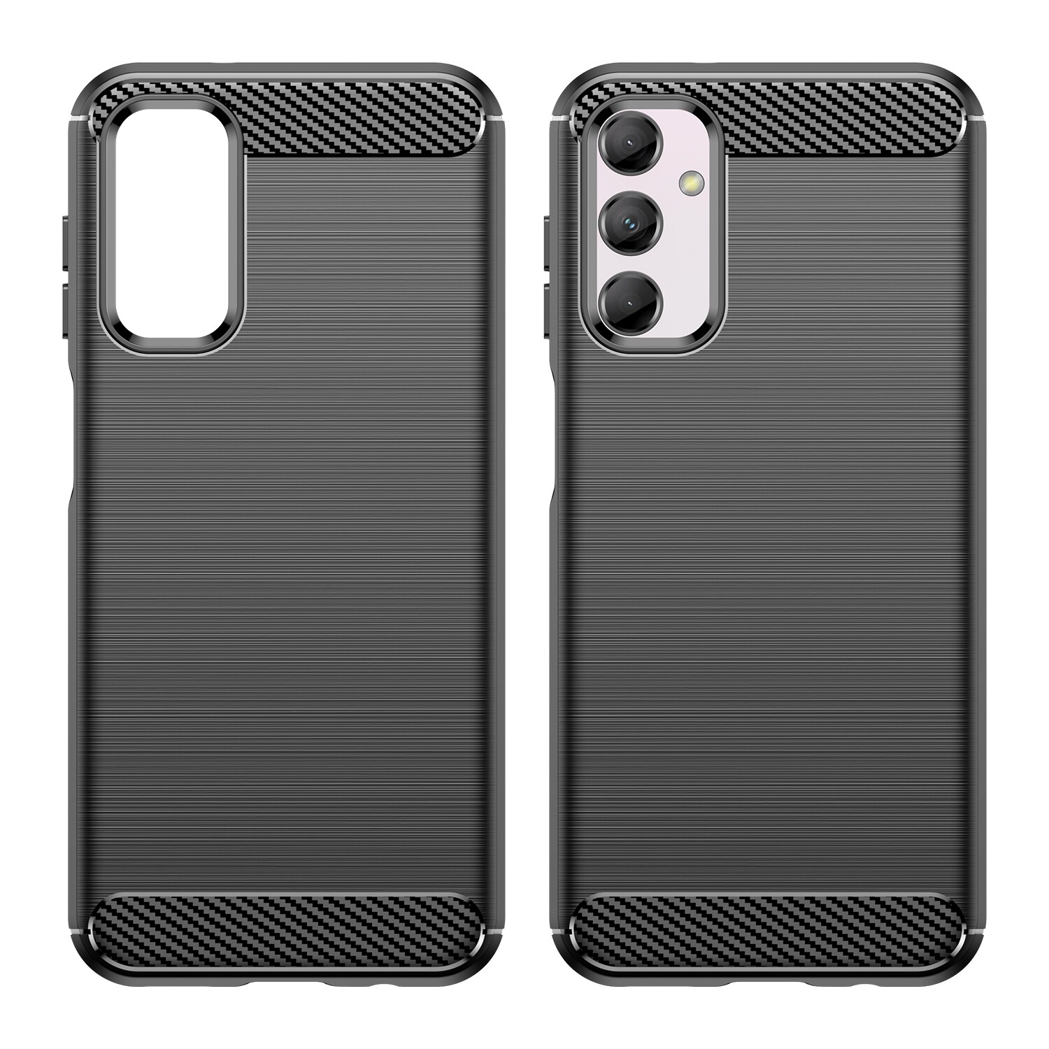 Fleksibelt etui med kulstofmønster til Samsung Galaxy M14 Carbon Case - sort