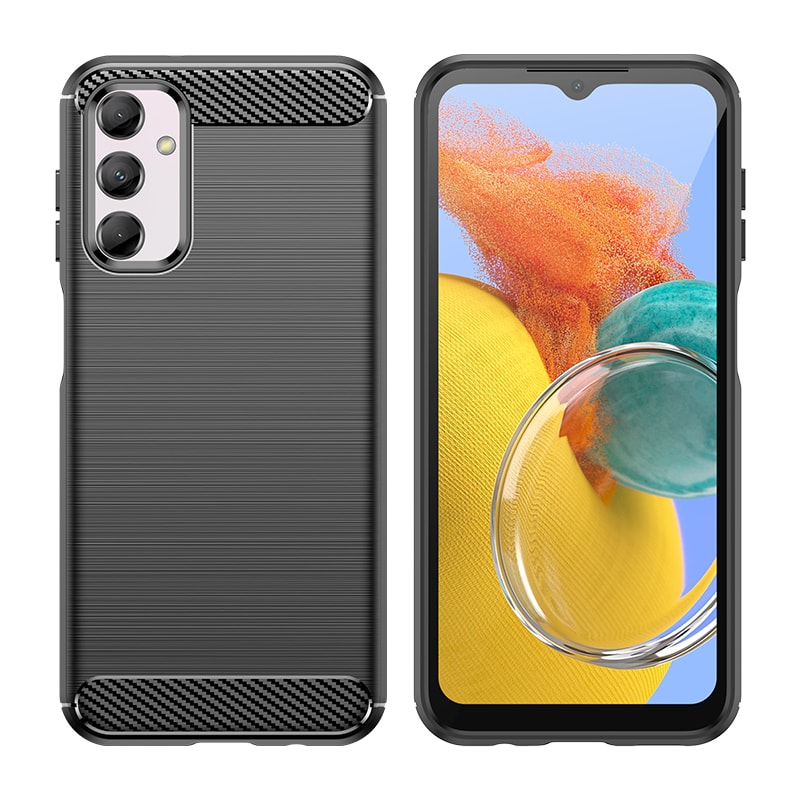 Fleksibelt etui med kulstofmønster til Samsung Galaxy M14 Carbon Case - sort