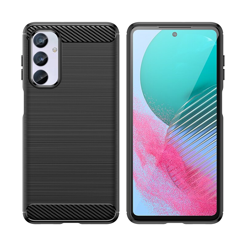 Fleksibelt etui med kulstofmønster til Samsung Galaxy M54 Carbon Case - sort