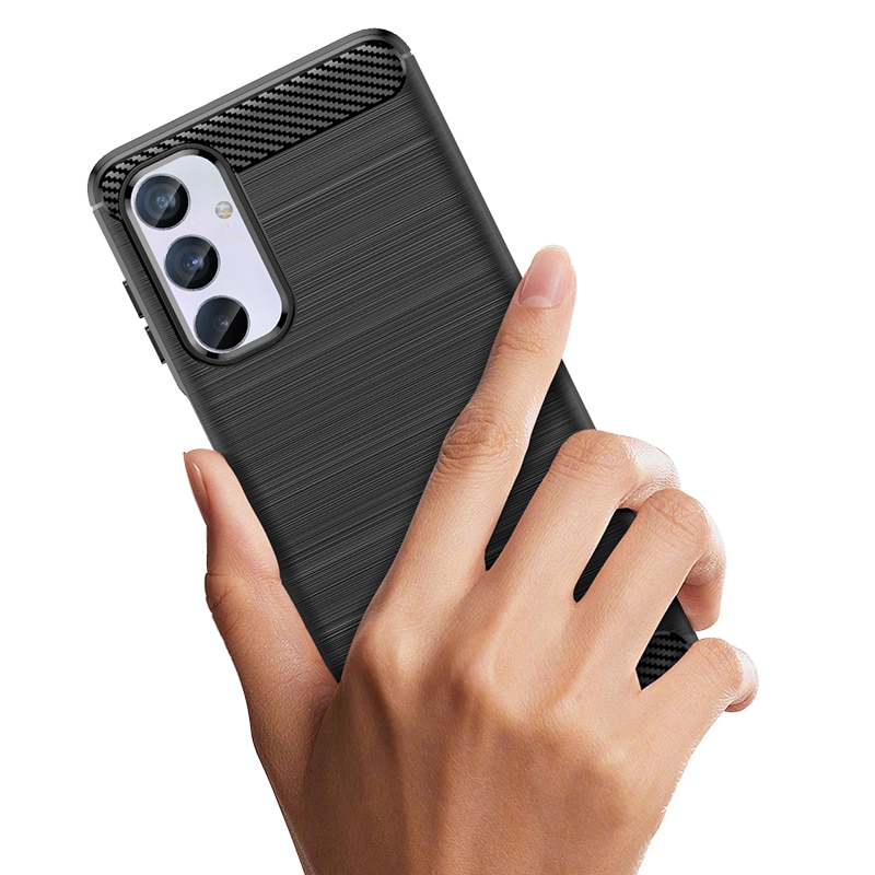Fleksibelt etui med kulstofmønster til Samsung Galaxy M54 Carbon Case - sort