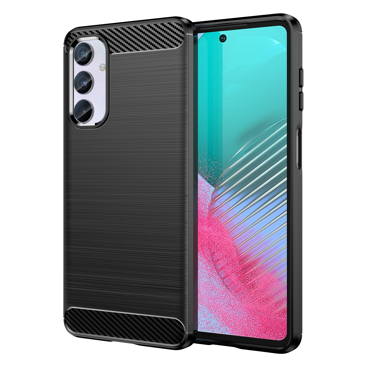 Fleksibelt etui med kulstofmønster til Samsung Galaxy M54 Carbon Case - sort
