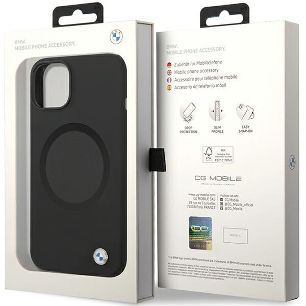 BMW BMHMP14SSILBK2 fodral för iPhone 14 - svart Signature Liquid Silicone MagSafe