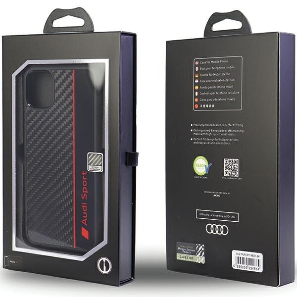 Audi Carbon Fiber Stripe iPhone 11 / Xr 6.1" sort/sort hardcase AUS-TPUPCIP11-R8/D1-BK