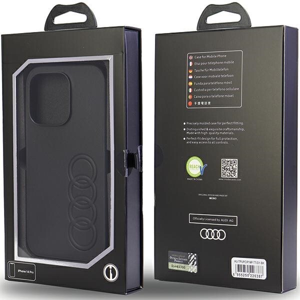 Audi syntetiskt läder iPhone 14 Pro 6,1" svart/svart hårdfodral AU-TPUPPCIP14P-TT/D1-BK