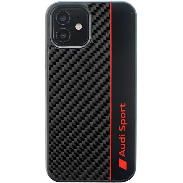 Audi kolfiberstripe iPhone 12/12 Pro 6,1" svart/svart hårddisk AUS-TPUPCIP12P-R8/D1-BK