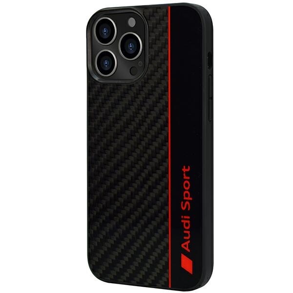 Audi kulfiberstribe iPhone 13 Pro Max 6,7" sort/sort hardcase AUS-TPUPCIP13PM-R8/D1-BK