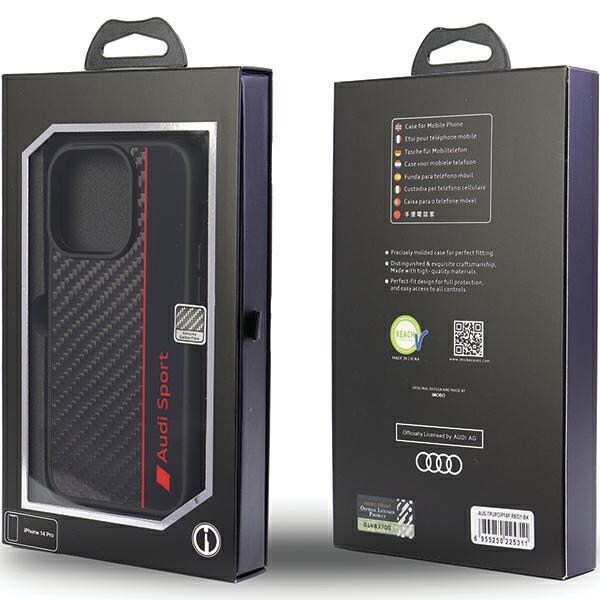 Audi kulfiberstribe iPhone 13 Pro Max 6,7" sort/sort hardcase AUS-TPUPCIP13PM-R8/D1-BK