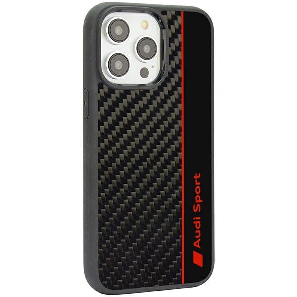 Audi kulfiberstribe iPhone 14 Pro 6,1" sort/sort hardcase AUS-TPUPCIP14P-R8/D1-BK