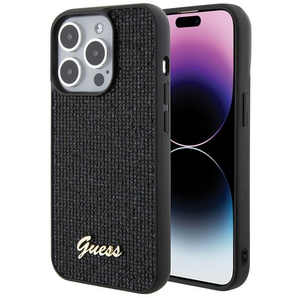 Guess Disco Metal Script-fodral för iPhone 15 Pro - svart