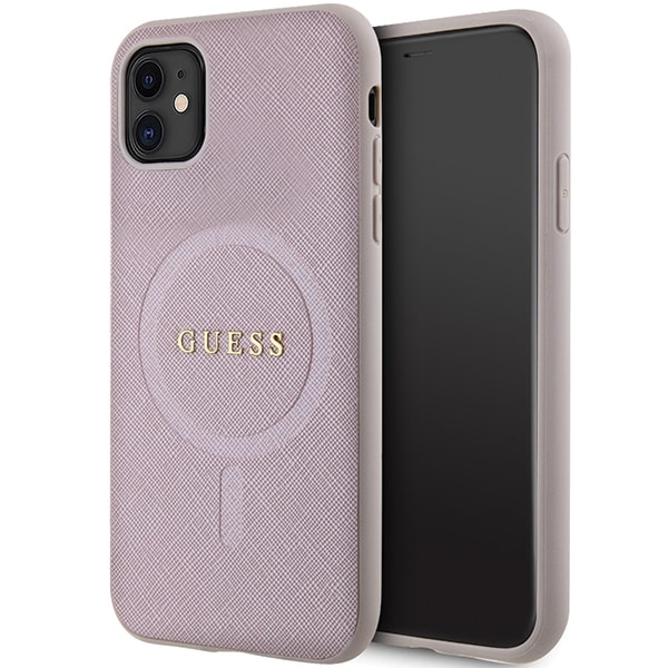 Guess GUHMN61PSAHMCP-fodral för iPhone 11 / Xr - rosa Saffiano MagSafe