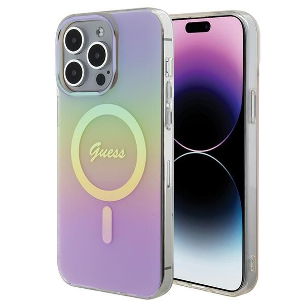 Guess IML Iridescent MagSafe-fodral för iPhone 15 Pro - rosa