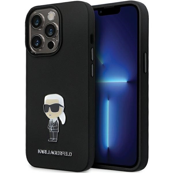 Karl Lagerfeld KLHCP13LSMHKNPK fodral för iPhone 13 Pro / 13 - svart Silikon Ikonik Metall Stift