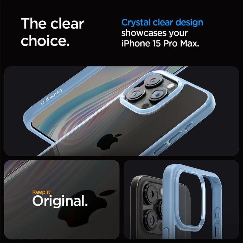 Spigen Crystal Hybrid-etui til iPhone 15 Pro Max - Klar blå