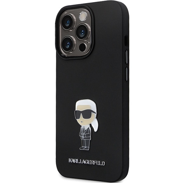 Karl Lagerfeld KLHCP14LSMHKNPK etui til iPhone 14 Pro - sort silikone Ikonik Metal Pin