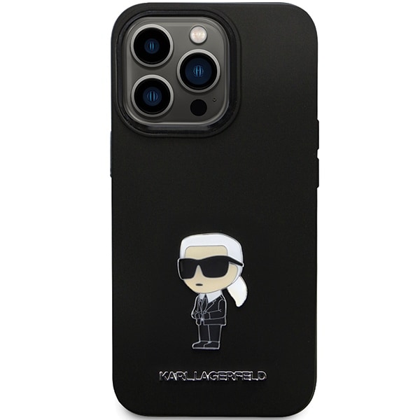 Karl Lagerfeld KLHCP14LSMHKNPK etui til iPhone 14 Pro - sort silikone Ikonik Metal Pin