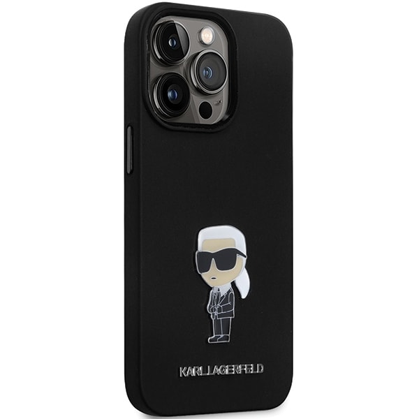 Karl Lagerfeld KLHCP14LSMHKNPK etui til iPhone 14 Pro - sort silikone Ikonik Metal Pin