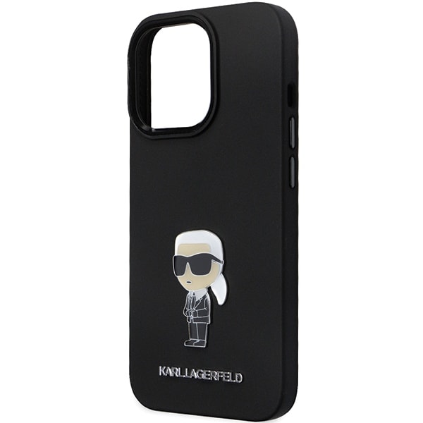 Karl Lagerfeld KLHCP14LSMHKNPK etui til iPhone 14 Pro - sort silikone Ikonik Metal Pin