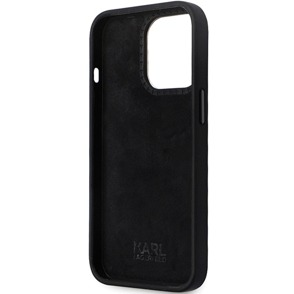 Karl Lagerfeld KLHCP14LSMHKNPK etui til iPhone 14 Pro - sort silikone Ikonik Metal Pin