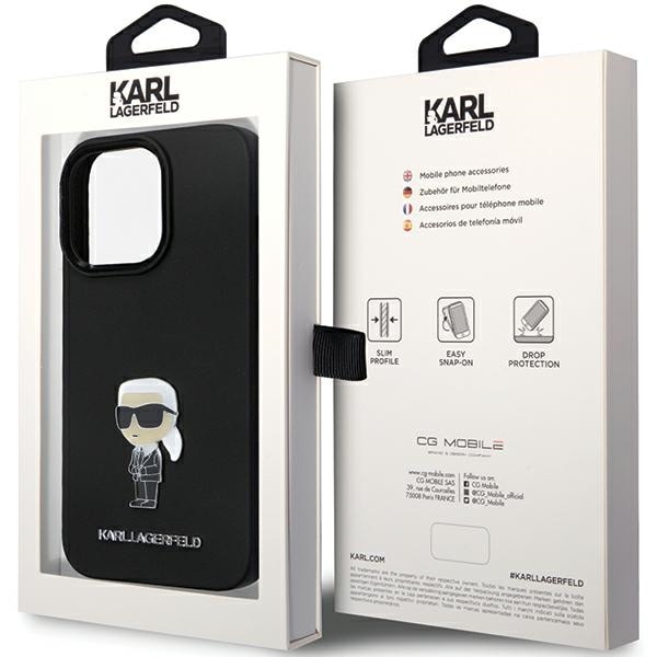 Karl Lagerfeld KLHCP14LSMHKNPK etui til iPhone 14 Pro - sort silikone Ikonik Metal Pin