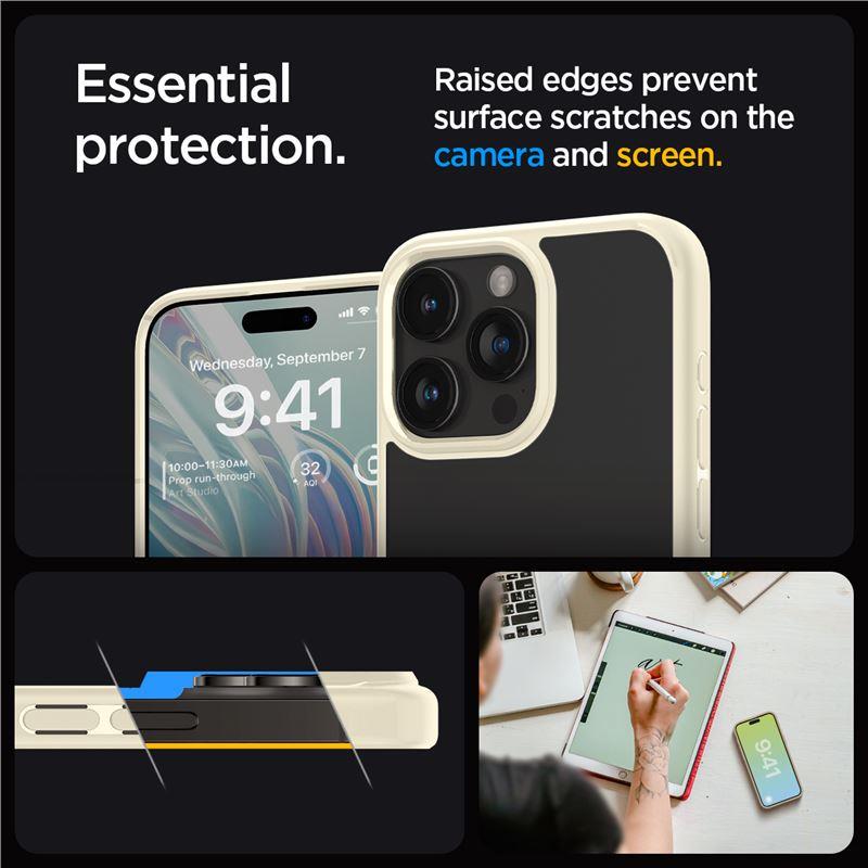 Spigen Crystal Hybrid-etui til iPhone 15 Pro Max - klar beige