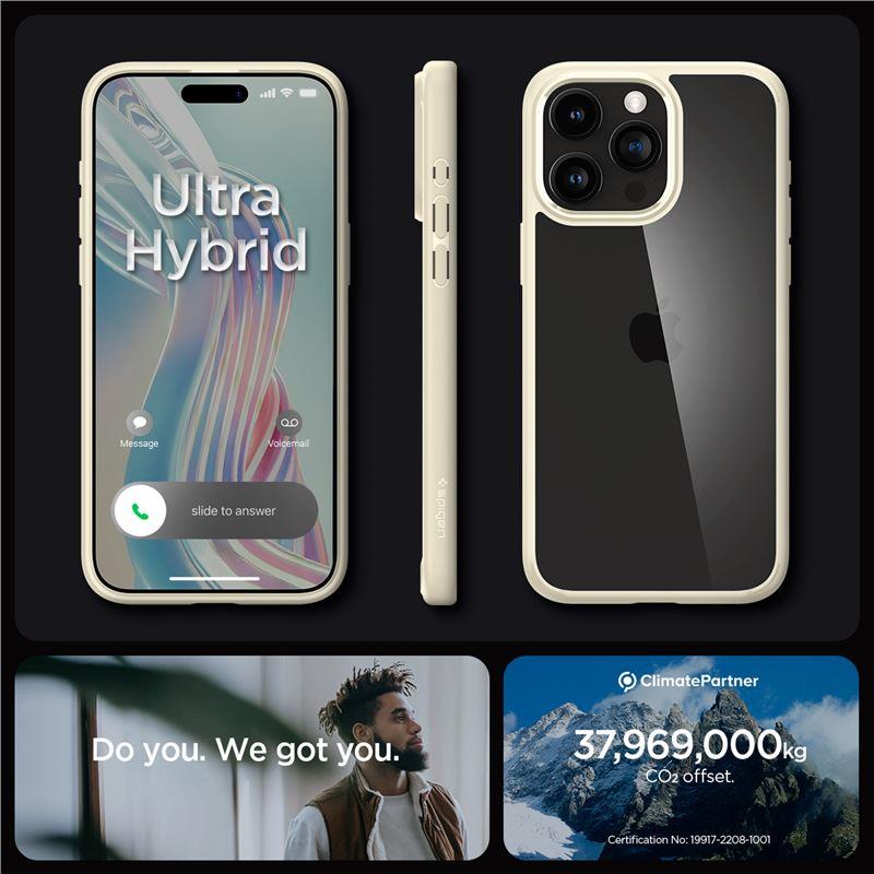 Spigen Crystal Hybrid-etui til iPhone 15 Pro Max - klar beige