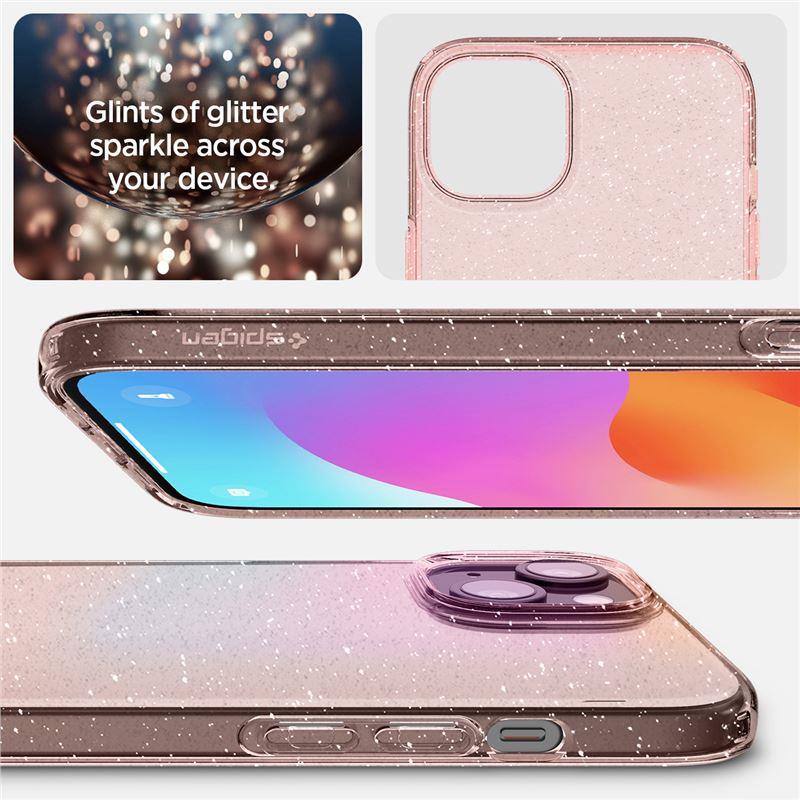 Spigen Glitter med flytande kristaller iPhone 15 Plus-fodral - rosa/klar