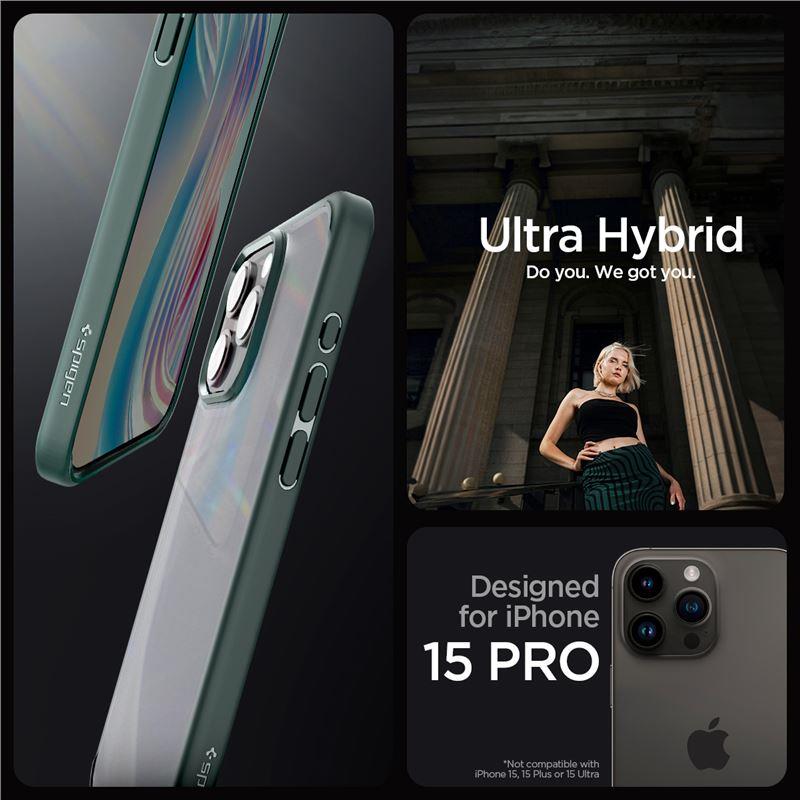 Spigen Ultra Hybrid iPhone 15 Pro-fodral - mörkgrön