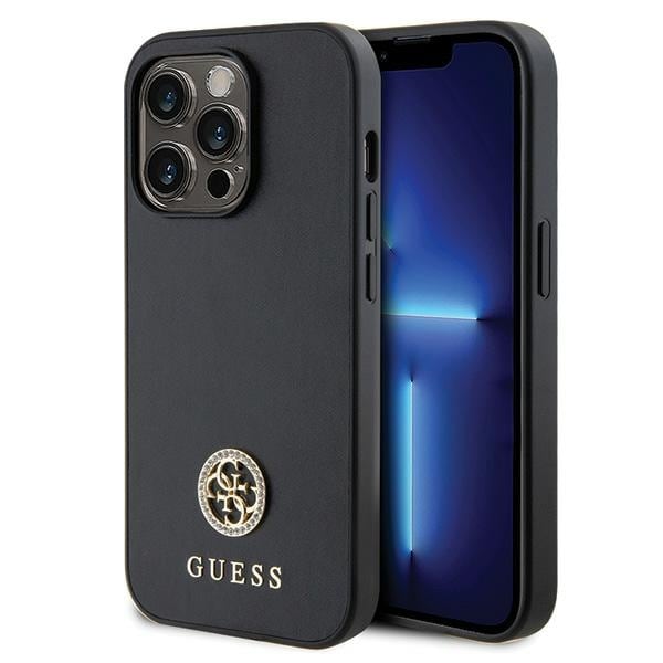 Guess GUHCP15LPS4DGPK iPhone 15 Pro 6,1" svart/svart hård väska Strass Metal Logo